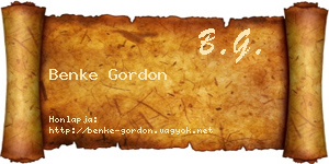 Benke Gordon névjegykártya